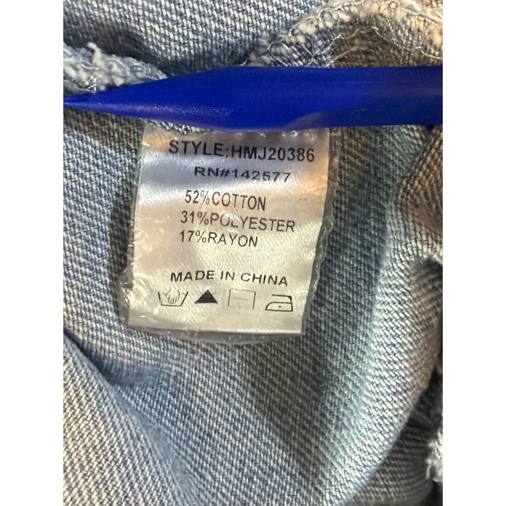 Haute Monde Jacket Womens Small Blue Denim Zip Front Cropped Elastic Hem O-Ring - Picture 8 of 10
